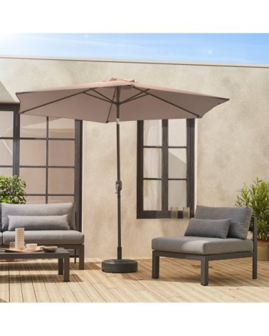 Parasol droit rond ?300cm taupe, mât central aluminium