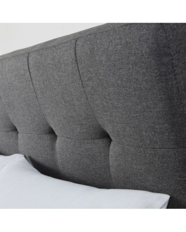 Lit double gris anthracite en eucalyptus, couchage 140x190