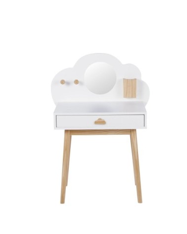 Coiffeuse enfant 1 tiroir coloris blanc et naturel