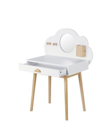 Coiffeuse enfant 1 tiroir coloris blanc et naturel