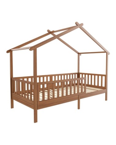 Lit cabane en bois marron 90x200 cm