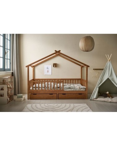 Lit cabane en bois marron 90x200 cm