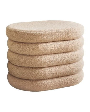 Pouf de rangement en polyester beige