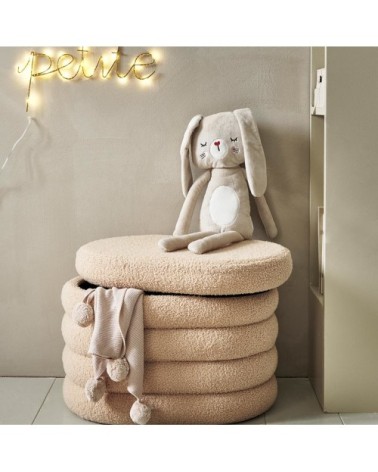 Pouf de rangement en polyester beige