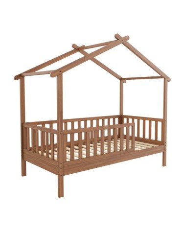 Lit cabane en bois marron 80x160 cm