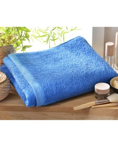 Drap de bain bleu 100x150 en coton bio