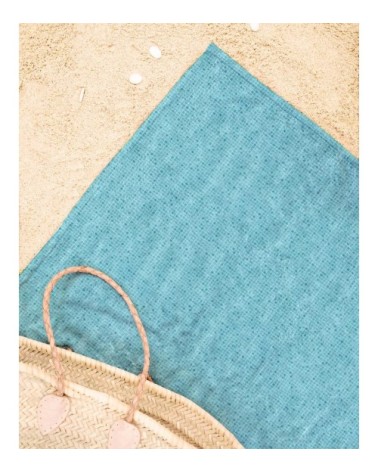 Serviette de plage en éponge-velours en bleu 90x180