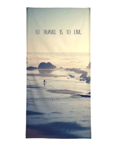 Serviette de plage en éponge-velours en bleu & gris 90x180