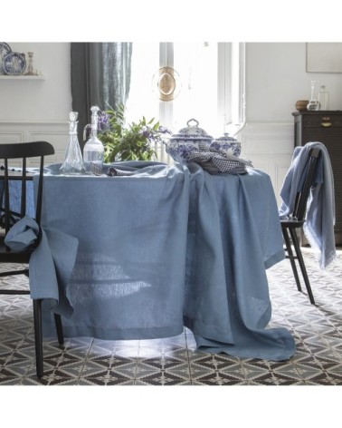 Nappe en lin bleu egée 170x250cm