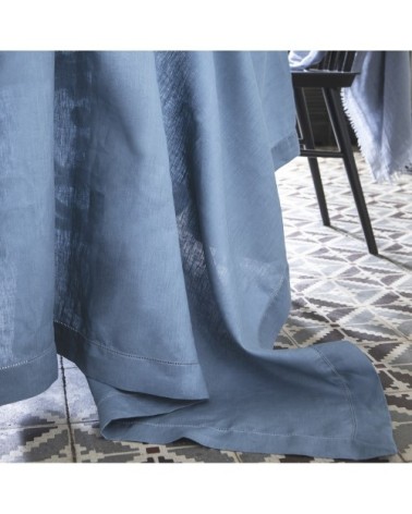 Nappe en lin bleu egée 170x250cm