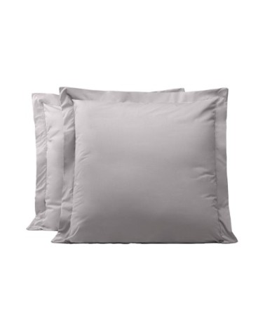 Lot de 2 taies d'oreillers en percale de coton gris clair 50x70 cm