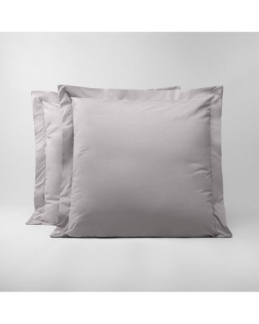 Lot de 2 taies d'oreillers en percale de coton gris clair 50x70 cm
