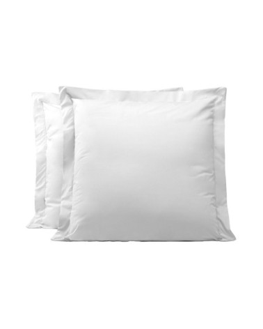 Lot de 2 taies d'oreillers en percale de coton blanc 50x70 cm