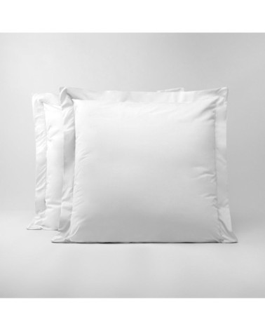 Lot de 2 taies d'oreillers en percale de coton blanc 50x70 cm