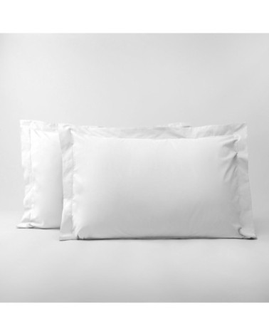 Lot de 2 taies d'oreillers en percale de coton blanc 50x70 cm