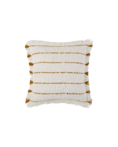 Housse de coussin en Coton Ivoire et ocre 40x40 cm