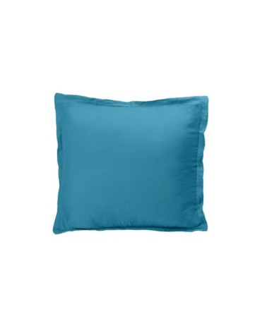 Taie d'oreiller naturelle en lin bleu pétrole 50x70 cm