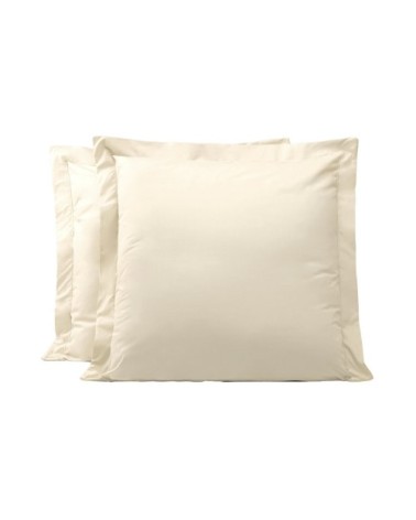 Lot de 2 taies d'oreillers en percale de coton ivoire 50x70 cm