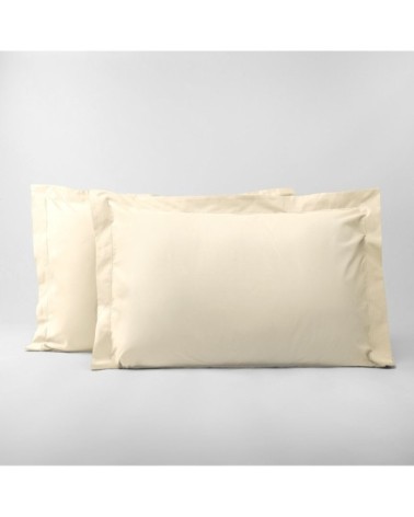 Lot de 2 taies d'oreillers en percale de coton ivoire 50x70 cm