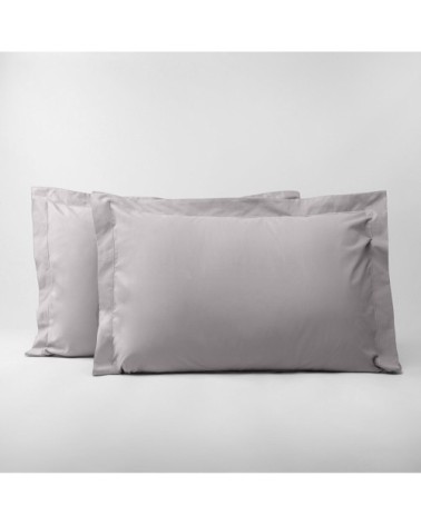 Lot de 2 taies d'oreillers en percale de coton gris clair 65x65 cm
