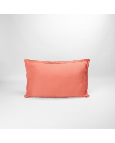 Taie d'oreiller naturelle en lin saumon 50x70 cm