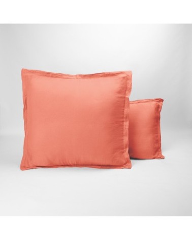 Taie d'oreiller naturelle en lin saumon 50x70 cm