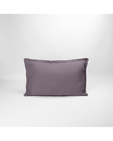 Taie d'oreiller naturelle en lin gris foncé 50x70 cm