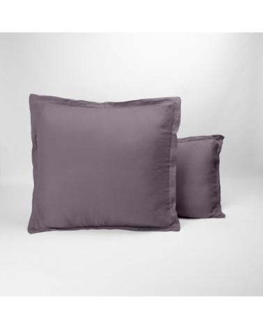Taie d'oreiller naturelle en lin gris foncé 50x70 cm