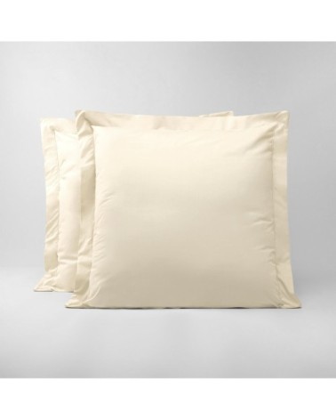 Lot de 2 taies d'oreillers en percale de coton ivoire 65x65 cm