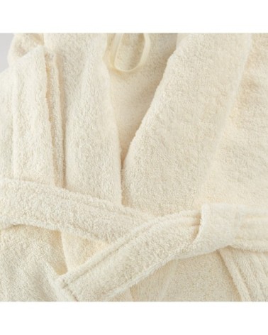 Peignoir éponge col chale en coton ivoire m