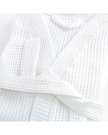 Peignoir nid d'abeille en coton blanc l