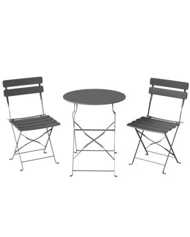 Ensemble bistrot de jardin 3 pièces 2 personnes métal noir