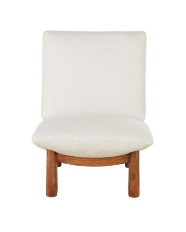 Fauteuil beige et pieds en bois d'hévéa