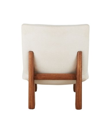 Fauteuil beige et pieds en bois d'hévéa