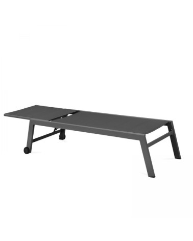 Lot de 2 bains de soleil en aluminium et textilène gris