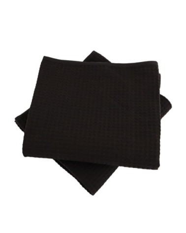 Lot de serviettes nid d'abeille en coton noir mat taille 100x150 cm