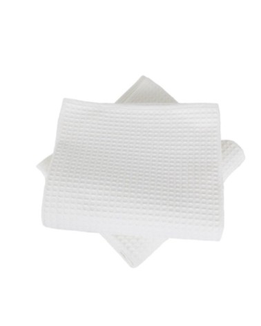 Lot de serviettes nid d'abeille en coton blanc 100x150 cm