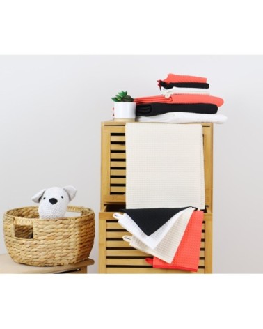 Lot de serviettes nid d'abeille en coton blanc 100x150 cm