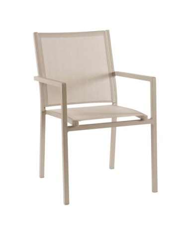 Chaise de jardin avec accoudoirs en aluminium et textilène taupe