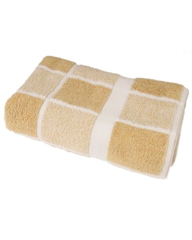 Serviette de toilette éponge carreaux en coton beige 50x100 cm