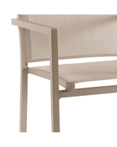Chaise de jardin avec accoudoirs en aluminium et textilène taupe
