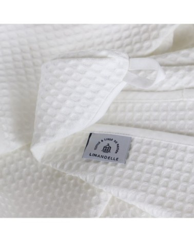 Lot de serviettes nid d'abeille en coton blanc 70x140 cm