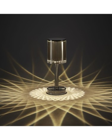 Lampe de table gris fumé led blanc H24cm