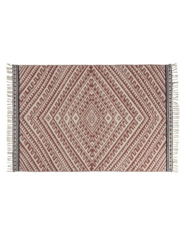 Tapis en coton et en jute rouge et beige, 140x200