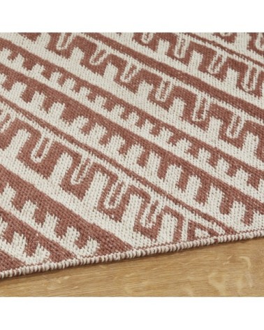 Tapis en coton et en jute rouge et beige, 140x200