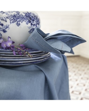 Serviette de table en lin bleu egée 50x50cm