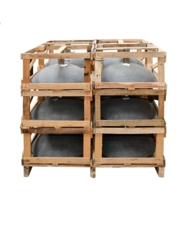 Pied parasol droit en granite et acier inoxydable noir D50 cm