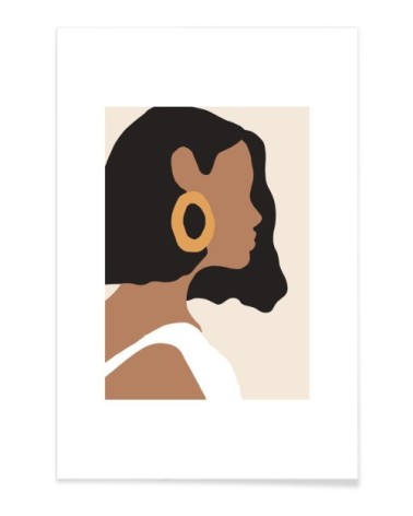 Affiche blanc ivoire & marron 30x45