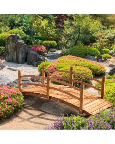 Pont de jardin - pont de bassin avec balustrade - bois sapin pré-huilé