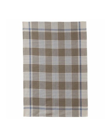 Torchon en lin et coton bleu 55x75